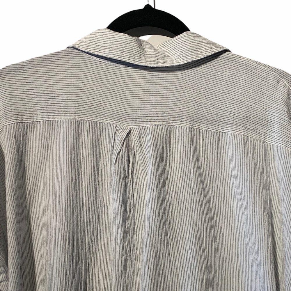 Eileen Fisher Striped Button-Up Crinkled Blouse - Picture 7 of 10